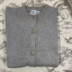 Vintage Ballantine Cashmere Scottish Gray Sweater with Button Detail